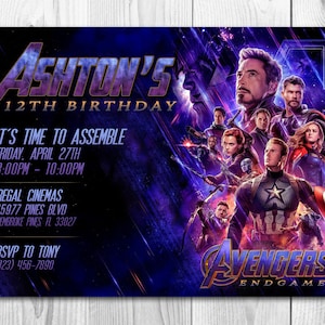 Avengers Endgame Invitation, Avengers Invitation, Avengers Endgame, Avengers Invite, Endgame Invitation, Free Thank You Card