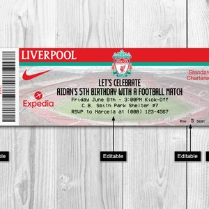 Liverpool Invitations, Soccer Invitation, Football Invitation, Liverpool Birthday Invitations, Football invite, Liverpool invite image 2