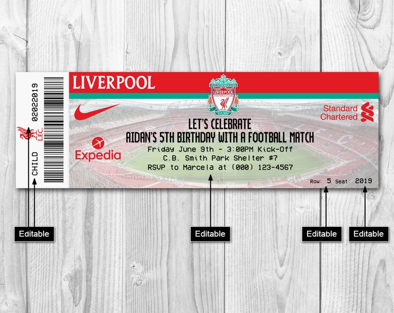 Liverpool Invitations, Soccer Invitation, Football Invitation, Liverpool Birthday Invitations, Football invite, Liverpool invite image 2