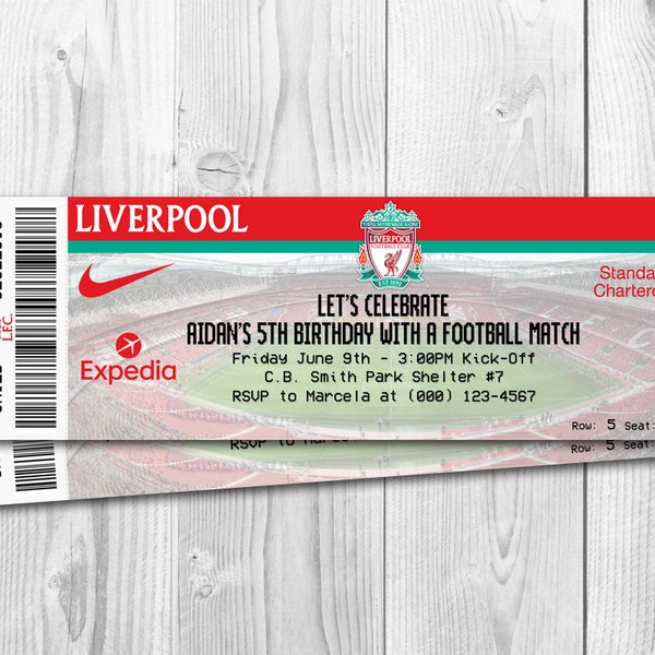 Invitations de Liverpool, invitation de football, invitation de football, invitations d’anniversaire de Liverpool, invitation de football, invitation de Liverpool