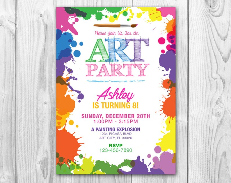 Art Party Birthday Party Invitation Painting Party Birthday Etsy
