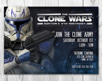 Invitation Star Wars - Invitation Clone Wars - Invitation anniversaire Star Wars - Rex - Cartes de remerciement GRATUITES