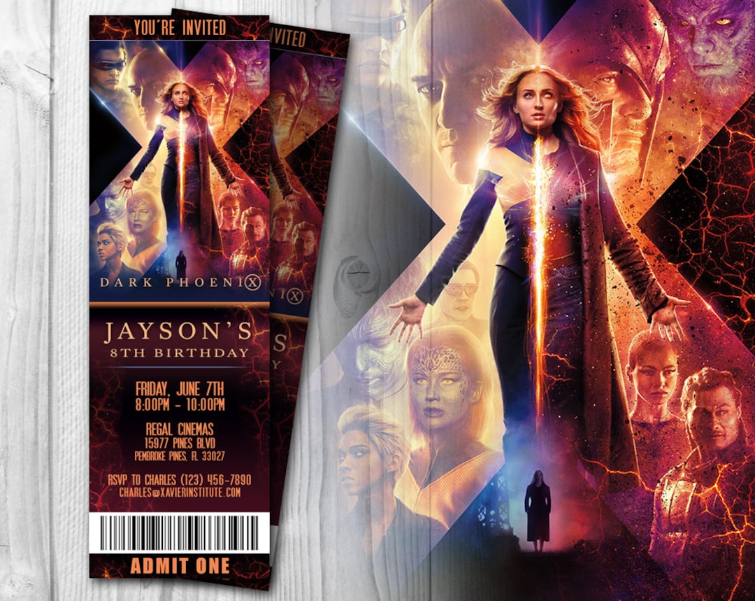 Dark Phoenix Movie Ticket Invitation Dark Phoenix Invitation Dark Phoenix Dark Phoenix Movie Ticket Xmen Dark Phoenix Digital Etsy Canada