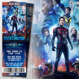 Ant-man Quantumania Movie Ticket Invitations, Ant-man 2 Invitation, Ant-man Invite, Antman Invites, Antman