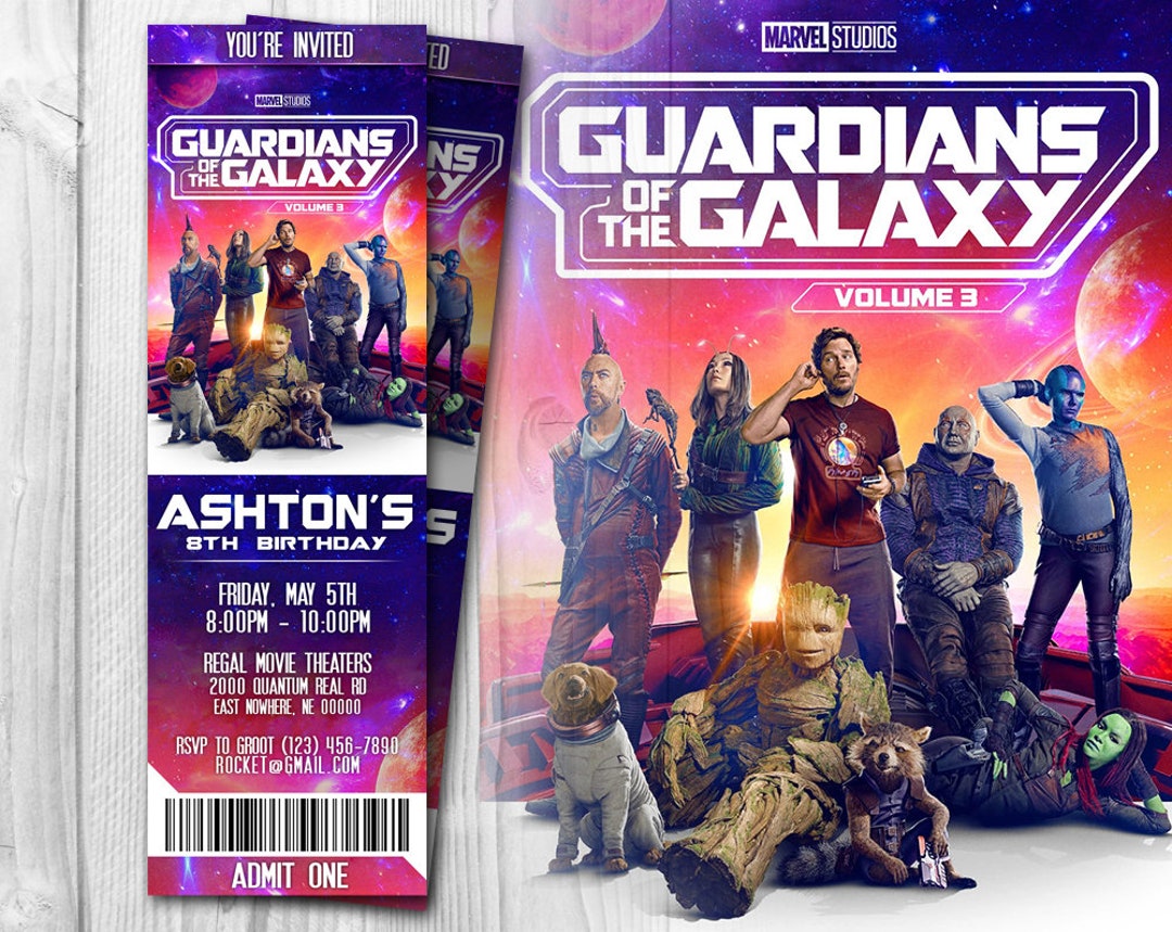 Guardians of the Galaxy 3 Ticket Invitation Movie Ticket Etsy