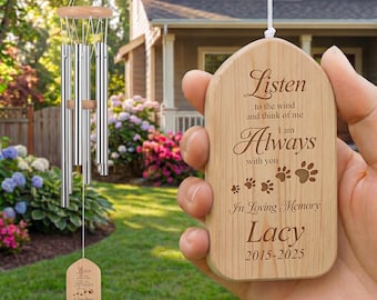 Campana de viento personalizada para mascotas, regalo personalizado para recordar a un perro fallecido, recuerdo para expresar condolencias por la pérdida de un gato, monumento conmemorativo del Puente Arcoíris, recuerdo grabado para recordar a un ser querido en duelo.