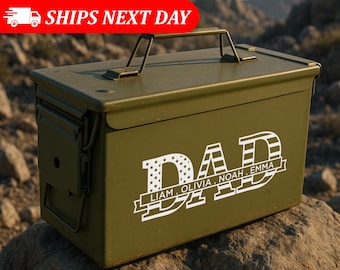 Personalized Ammo Box-Fathers Day Gift-Custom Ammo Box-Gifts For Dad-Step Dad Fathers Day Gift-Fathers Day Gift From Kids-Ammo Can
