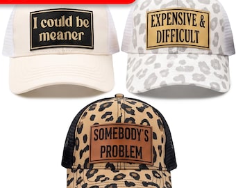 Leopard Print Ponytail Trucker Hat-Womens Hats-Funny Womens Hats-Trendy Trucker Cap-Sarcastic Humor Gift-Funny Gifts For Her-Patched Hats
