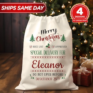Santa Sack-Custom Santa Sack-Christmas Sack-Christmas Tote Bag-Gifts For Kids-Christmas Gift Bags-Holiday Gift-Christmas Eve Box-Santa Claus