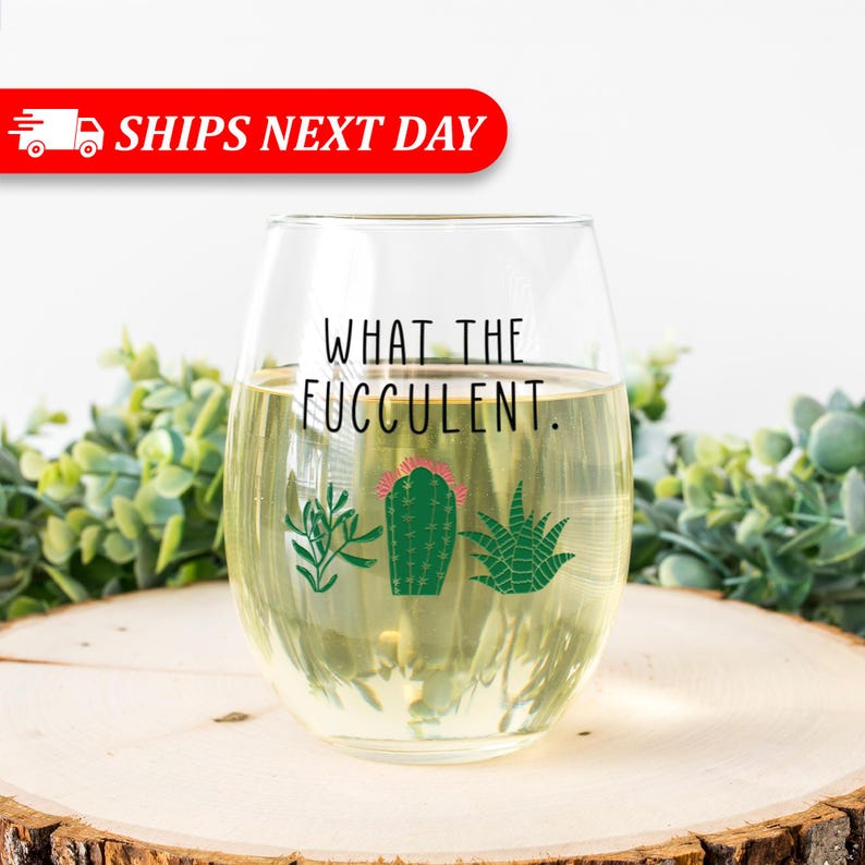 Regalos divertidos de suculentas - ¿Qué son las fuculentas? - Copa de vino con forma de planta - Cactus - Ideas de regalos para amantes de las plantas - Regalos para amantes de las plantas - Regalos de suculentas - Regalo de Navidad imagen 1
