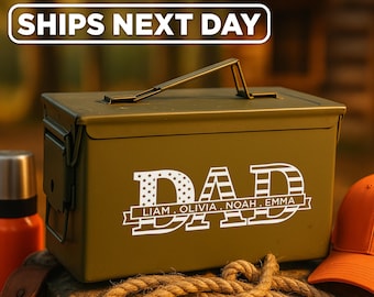 Personalized Ammo Box-Fathers Day Gift-Custom Ammo Box-Gifts For Dad-Step Dad Fathers Day Gift-Fathers Day Gift From Kids-Ammo Can