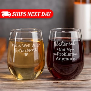 Retirement Gifts For Women-Retired Glass-Retired Wine Glass-Not My Problem Anymore-Retirement Gift For Coworker-Retirment Gifts For Her