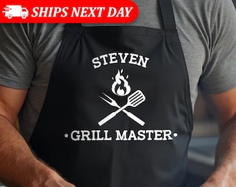 Personalized Mens Apron-Mens Apron-Personalized Apron-Apron For Men-Personalized Aprons-Grill Apron-Custom Name Apron-Dad Grilling Apron