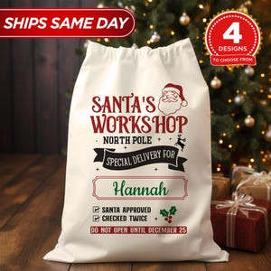 Santa Sack-Custom Santa Sack-Christmas Sack-Christmas Tote Bag-Gifts For Kids-Christmas Gift Bags-Holiday Gift-Christmas Eve Box-Santa Claus