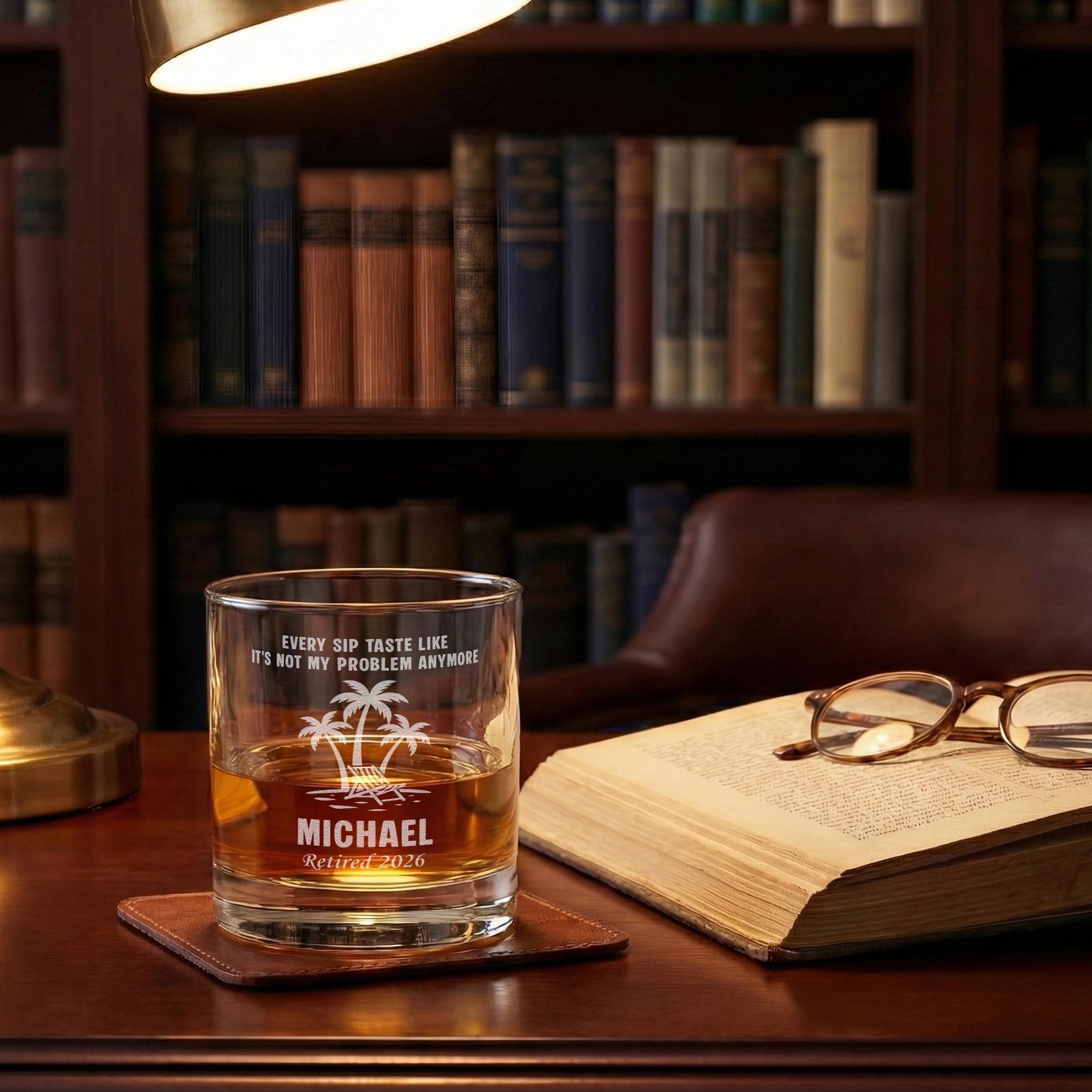 Retirement Glass Personalized Retirement Whiskey Glass-custom Engraved Retirement Gift ...