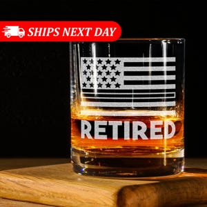 Retired Police Engraved Whiskey Glass-Police Officer Gifts-Police Retirement Gift-Police Gifts-Police Whiskey Glass-Retired Police Officer