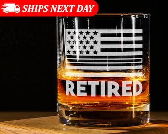 Retired Police Engraved Whiskey Glass–Police Retirement Gift–Retired Police Officer Gift–Police Officer Gifts–Law Enforcement Gift