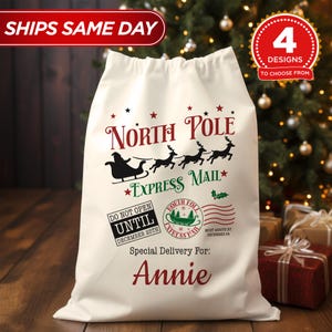 Santa Sack-Custom Santa Sack-Christmas Sack-Christmas Tote Bag-Gifts For Kids-Christmas Gift Bags-Holiday Gift-Christmas Eve Box-Santa Claus