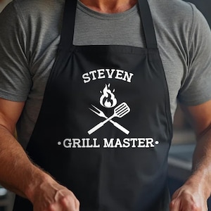 Personalized Mens Apron-Mens Apron-Personalized Apron-Apron For Men-Personalized Aprons-Grill Apron-Custom Name Apron-Dad Grilling Apron image 1