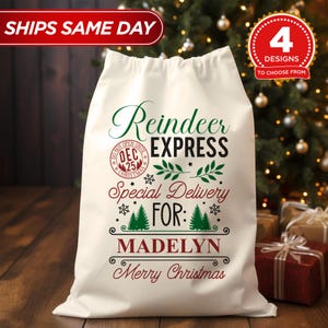 Santa Sack-Custom Santa Sack-Christmas Sack-Christmas Tote Bag-Gifts For Kids-Christmas Gift Bags-Holiday Gift-Christmas Eve Box-Santa Claus