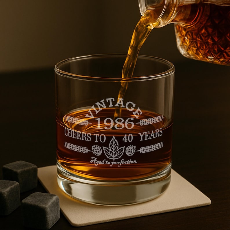 40th Birthday Gifts for Men and Women-1986-40th Birthday Gift For Him-Birthday Gift Ideas-40th Birthday-Cheers to 40 Years-Birthday Gift WHISKEY GLASS ONLY