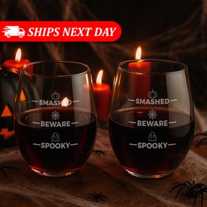 Halloween Wine Glass Set-Fall Wine Glasses-Halloween Drinking Glasses-Halloween Gifts For Women-Halloween Glasses-Halloween Glassware