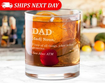 Dad Definition-Dad Whiskey Glass-Fathers Day Gift-Whiskey Gifts For Him-Pregnancy Reveal-Husband Fathers Day Gift-Dad Glass-Gift For Husband