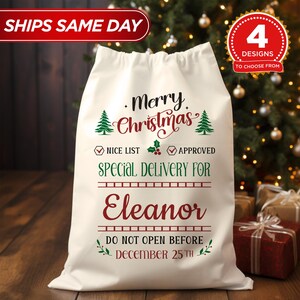 Santa Sack-Custom Santa Sack-Christmas Sack-Christmas Tote Bag-Gifts For Kids-Christmas Gift Bags-Holiday Gift-Christmas Eve Box-Santa Claus