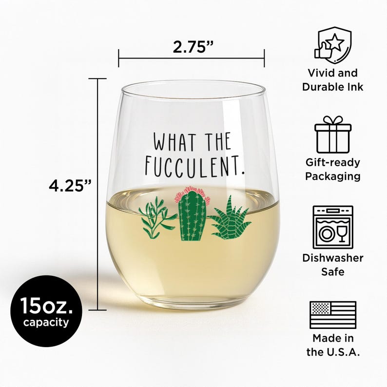 Regalos divertidos de suculentas - ¿Qué son las fuculentas? - Copa de vino con forma de planta - Cactus - Ideas de regalos para amantes de las plantas - Regalos para amantes de las plantas - Regalos de suculentas - Regalo de Navidad imagen 3
