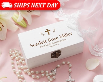 Rosary And Rosary Box Personalized-First Communion Gift-Catholic Rosary-Goddaughter Gift-Custom-First Holy Communion Gifts-Keepsake Box