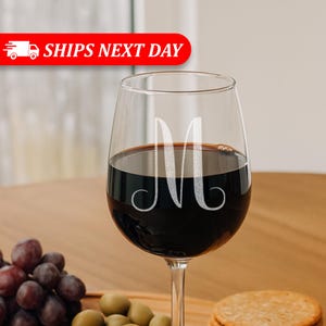 Etched Monogram Stemmed Wine Glass-Personalized Wine Glass-Gift For Her-Monogram Wine Glass-Birthday Gifts For Her-Birthday Gifts For Women