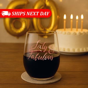 60th Birthday Gifts For Women-60th Birthday Wine Glass-60th Gift For Her-60 And Fab-60th Birthday Gift Ideas-60 Years Gifts-1962 Vintage