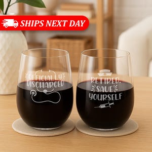 Retired Nurse Wine Glass-Nurse Retirement Gift-Retirement Gift For Nurse-Officially Discharged-Retired Nurse Gift Ideas-Retired Nurse Gifts
