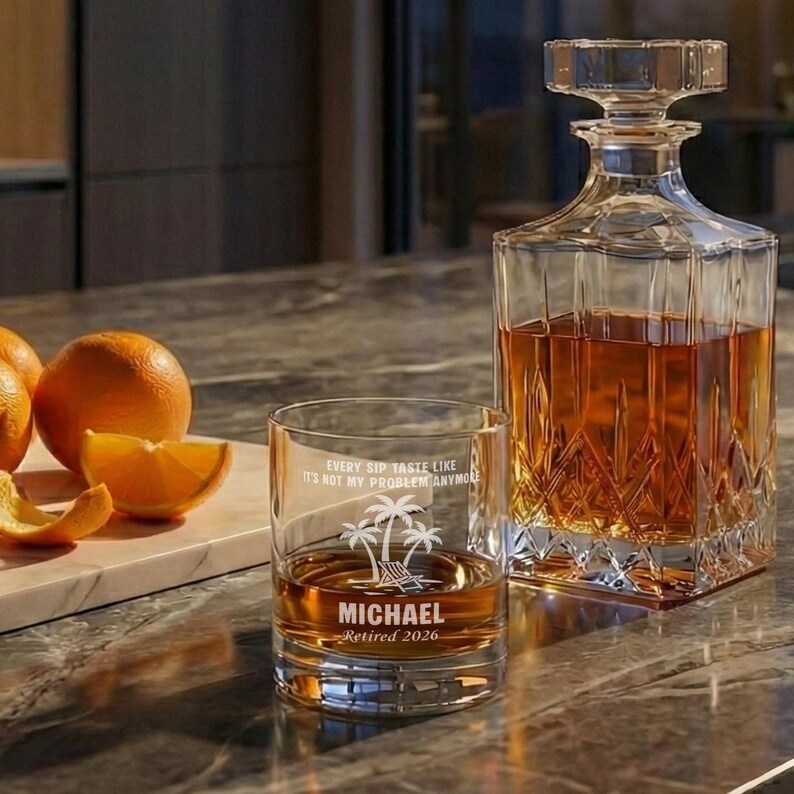 Retirement Glass Personalized Retirement Whiskey Glass-custom Engraved Retirement Gift ...
