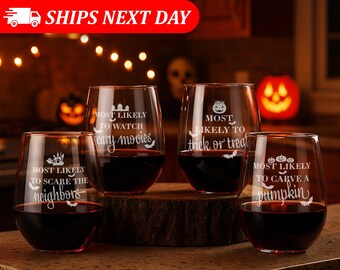 Halloween Wine Glass-Halloween Glasses Bulk-Halloween Cocktail Glasses-Halloween Wine Glass Set-Halloween Wine Cups-Halloween Glassware
