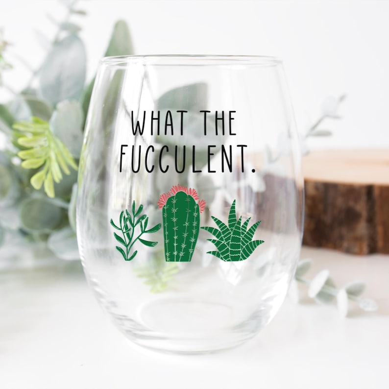 Regalos divertidos de suculentas - ¿Qué son las fuculentas? - Copa de vino con forma de planta - Cactus - Ideas de regalos para amantes de las plantas - Regalos para amantes de las plantas - Regalos de suculentas - Regalo de Navidad imagen 2
