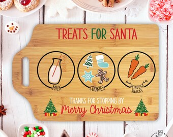 Wooden Santa Treat Plate-Santa Cookies and Milk Tray-Christmas Eve Board-Kids Christmas Decor-Christmas Eve Tradition-Child Christmas Gift