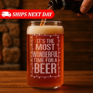 Christmas Beer Can Glass-It&#39;s The Most Wonderful Time For A Beer-Funny Christmas Gift-Funny Gift for Men-Stocking Stuffer Gift Ideas
