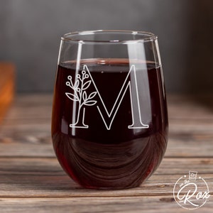 Monogram Stemless Wine Glass-Personalized Wine Glass-Birthday Wine Glass-Birthday Gift For Women-Monogram Letter-Monogrammed Gifts For Her