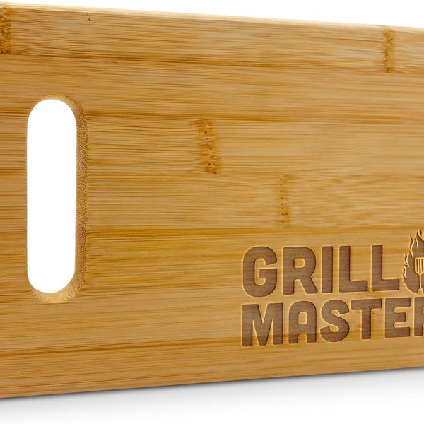 Grill Master Cutting Board - 9"x6" Personalized Gifts for Dad - Engraved Bamboo Board for Men, Grill Fathers, Papa, Stepdad, Best Dad Ever