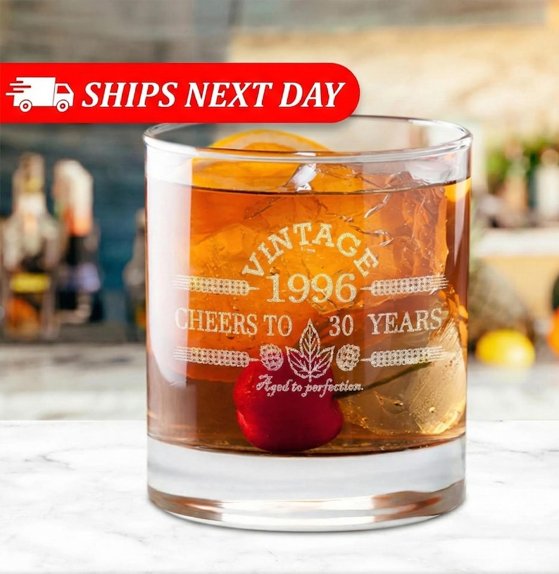 30th Birthday Gifts for Men and Women-1996-Aged To Perfection-Vintage-Birthday Gift Ideas-30th Birthday-Cheers to 30 Years-Birthday Gift image 1