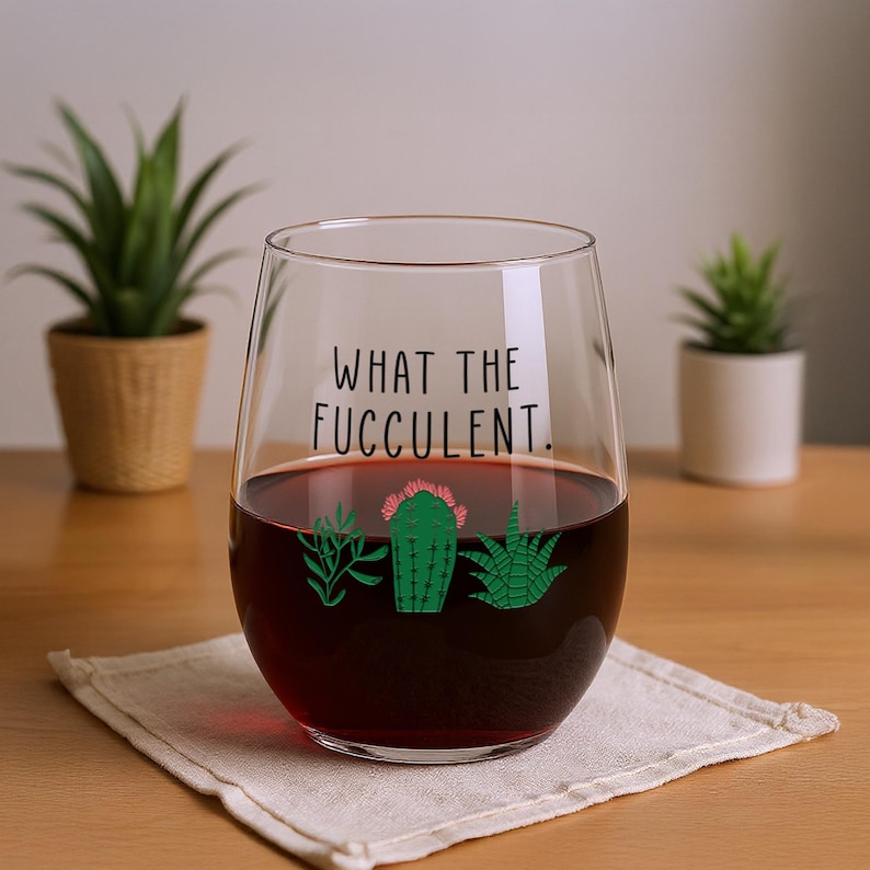 Regalos divertidos de suculentas - ¿Qué son las fuculentas? - Copa de vino con forma de planta - Cactus - Ideas de regalos para amantes de las plantas - Regalos para amantes de las plantas - Regalos de suculentas - Regalo de Navidad imagen 6