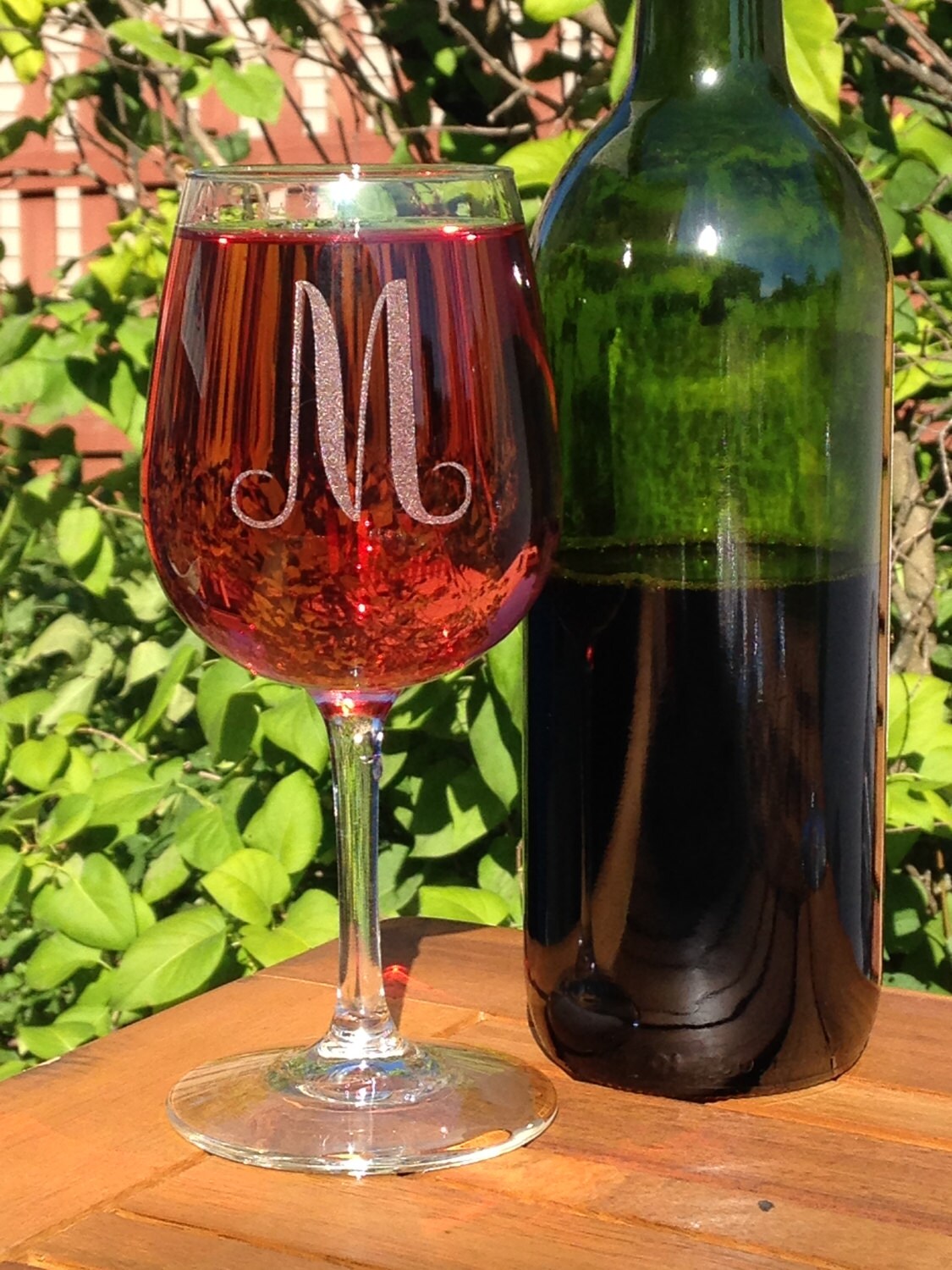 Stemmed Wine GlassMonogramEngravedPersonalizedAZ letters Etsy
