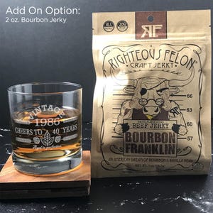 40th Birthday Gifts for Men and Women-1986-40th Birthday Gift For Him-Birthday Gift Ideas-40th Birthday-Cheers to 40 Years-Birthday Gift + Bourbon Jerky