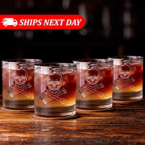 Halloween Whiskey Glasses-Whiskey Gifts For Him-Halloween Drinkware-Halloween Kitchen Decor-Halloween Skull Decor-Whiskey Gifts For Men