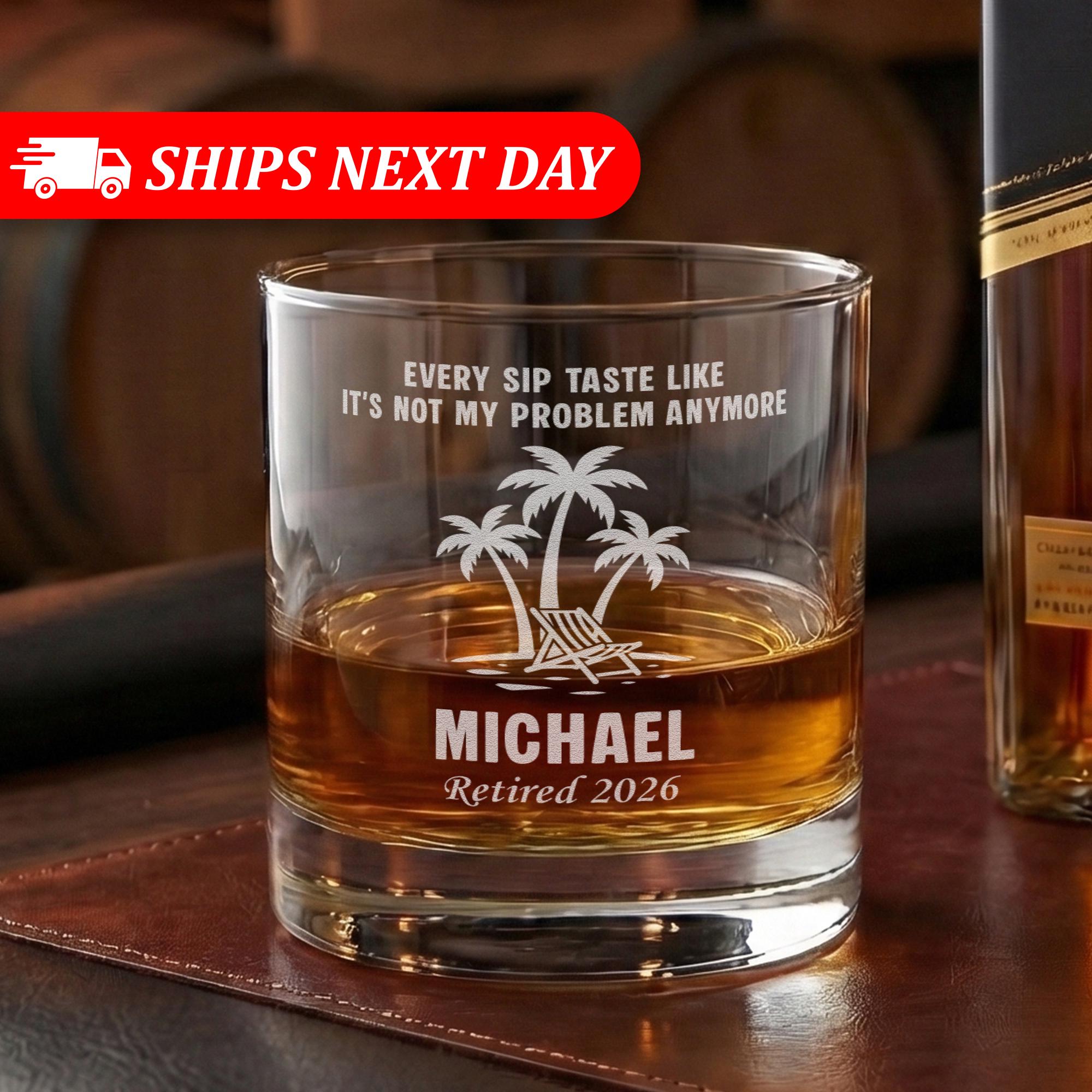 Retirement Glass Personalized Retirement Whiskey Glass-custom Engraved Retirement Gift ...