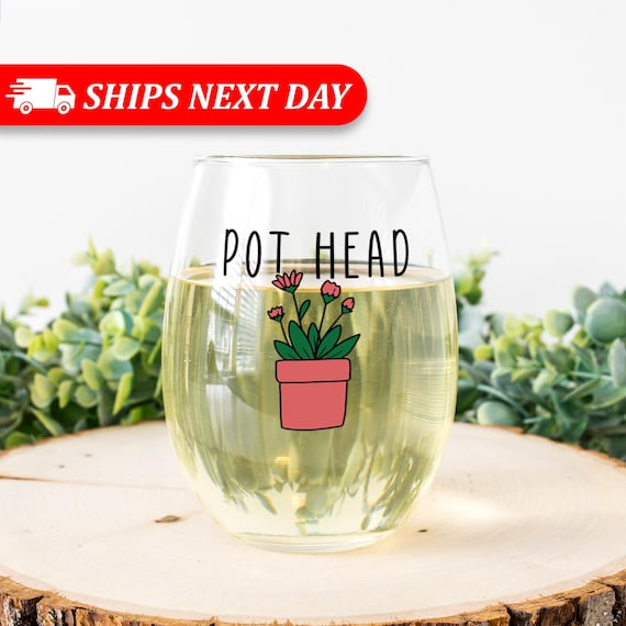 Pot Head Wine Glass-Succulent-Plant Lovers Gift Ideas-Gifts For Plant  Lovers-Succulent Gift-Plant Mom-Plant Lady Gift Idea-Garden Gifts
