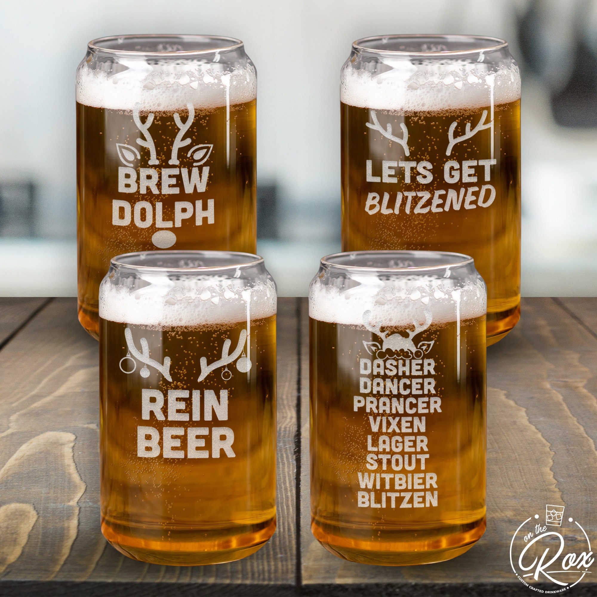On The Rox Drinks Beer Can Glasses Set of 4- Can Shaped Beer Glass