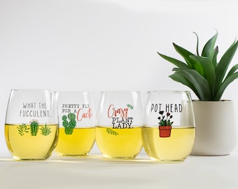 Succulent Wine Glasses-Funny Gifts For Women-Funny Gifts For Her-Birthday Ideas For Women-Birthday Ideas For Her-Birthday Gifts For Mom