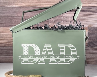 Personalized Ammo Box-Fathers Day Gift-Custom Ammo Box-Gifts For Dad-Step Dad Fathers Day Gift-Fathers Day Gift From Kids-Ammo Can